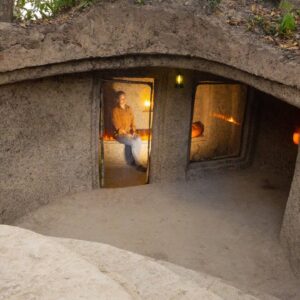 Building The Most Amazing Underground House to Live in the Jungle to avoid Rain by Ancient Skills