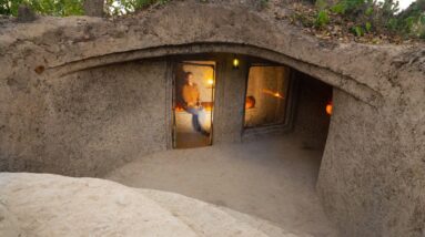 Building The Most Amazing Underground House to Live in the Jungle to avoid Rain by Ancient Skills