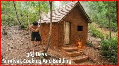 365 Days How I Survival, Cooking And Building In The Rain Forest - Full Video