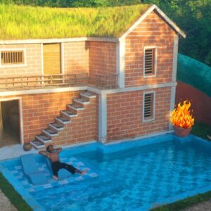 120 Days Building Underground two-story House with water Slide To Swimming Pool