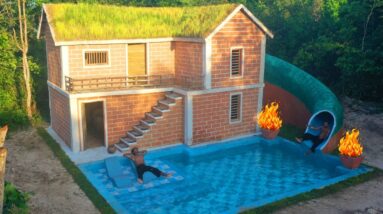 120 Days Building Underground two-story House with water Slide To Swimming Pool