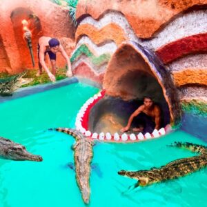 Unbelievable! Build Swimming Pool Water Slide Crocodile Around The Secret Underground House