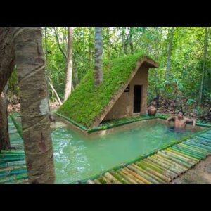 Building a Primitive House With the most Beautiful Around Bamboo Swimming Pool