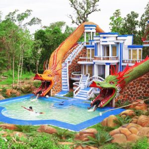 [Full Video] Build Creative Dragons Water Slide Park To Swimming Pool With Villa Design In Forest