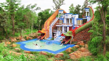 [Full Video] Build Creative Dragons Water Slide Park To Swimming Pool With Villa Design In Forest