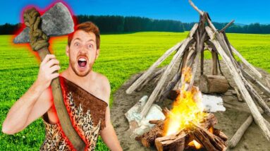 SOLO SURVIVAL CHALLENGE! *PRIMITIVE TOOLS ONLY*