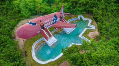 We Built The Most Beautiful Private Jet House Villa Around Swimming Pool, JungleSurvivalAirline