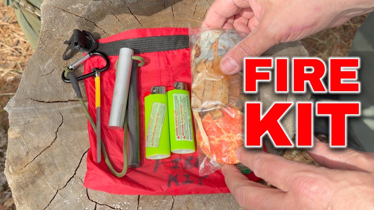 Starting a campfire with birch bark and ferro rod