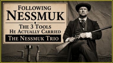 Nessmuk lightweight camping kit showing a knife, hatchet, and small axe for bushcraft and wilderness travel