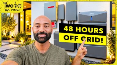 Family living off-grid for 48 hours using a portable battery and solar power system