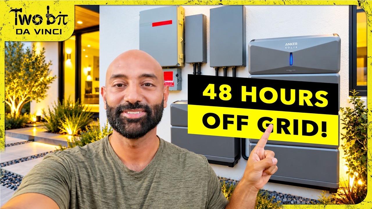Family living off-grid for 48 hours using a portable battery and solar power system