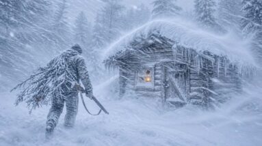 Surviving a bone-chilling snowstorm in a remote field cabin during a blizzard in the frozen wilderness