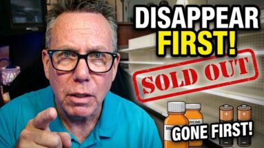 Prepper pantry stocked with emergency disaster supplies before panic buying