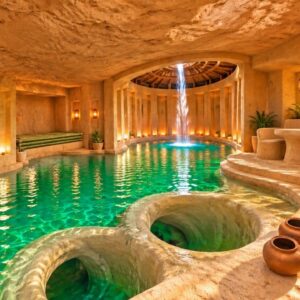 Primitive jungle build of a hidden underground tunnel with twin water slides and connected tunnel pools dug by hand