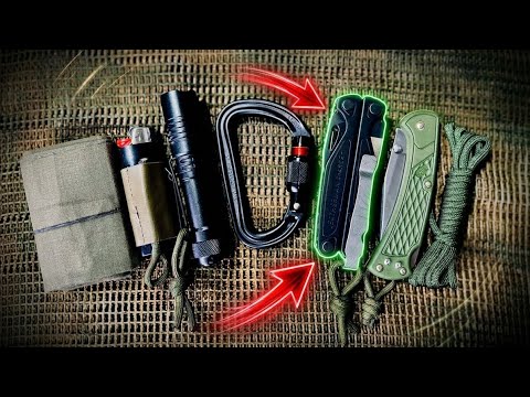 Ranger laying out everyday carry survival gear including knife, fire starter, cordage, and first aid supplies