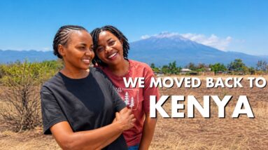 Family building an off-grid home on land at the foothills of Mount Kilimanjaro in Kenya