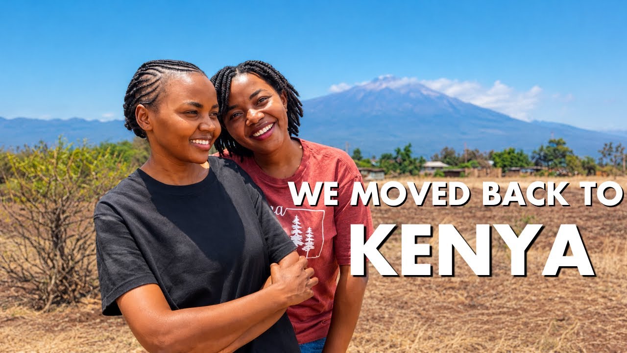 Family building an off-grid home on land at the foothills of Mount Kilimanjaro in Kenya