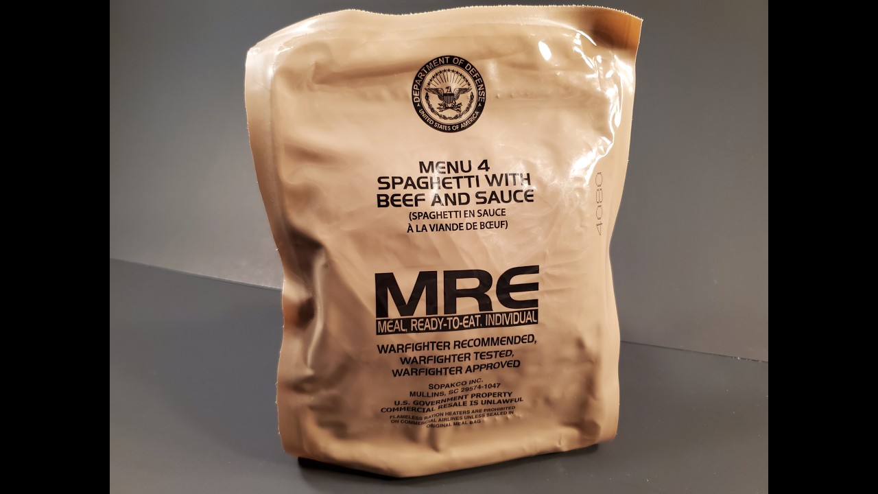 2024 US MRE Spaghetti with Beef Sauce military ration pouch opened for review